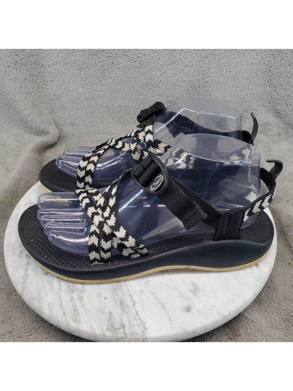Chaco Shoes Kids Size 6 Black White Textile ZX/1 EcoTread Sandals *Read*